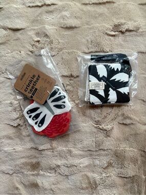 Crinkle Teether & Crinkle Pages Stroller Toy Bundle- Wild- Black, White & Red